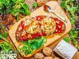 Tartine de chèvre chaud, poivrons et confiture de tomates