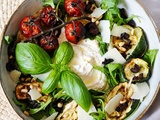 Courgettes et tomates cerises rôties, sauce au skyr