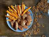 Nuggets de poulet en panure de bretzels et frites de patates douces