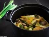 Poulet aux asperges, aux champignons et à la crème