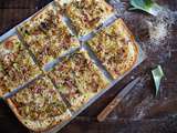 Tarte flambée aux poireaux et aux lardons