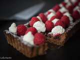 Tarte Linz ou Linzertorte framboises fraîches et chantilly mascarpone vanille