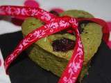 Fondant à ma façon chocolat blanc, thé matcha & cranberries