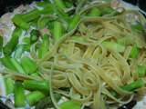 Creamy Pasta with Salmon, Asparagus and Mushrooms