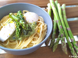 Spaghettis à la crème de coco et aux asperges