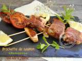 Brochette de saumon roulé au lard fumé – Recette plancha