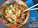 Taboule ou Salade de céréales aux légumes et saumon à la plancha