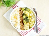 Anti-gaspillage: le fourzitout bowl riz, lentilles, chou, chou romanesco, brocoli et poireaux {on recycle les restes #1}