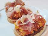 Tartines de tomates jambon et tomme de brebis / Plat - Kamika