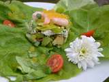 Avocat aux crevettes et truite fumée aux perles de saveur mangue