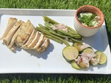 Filets de poulet aux épices persillade, tzatzíki et salade de haricots verts 4💙