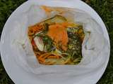 Papillote de cabillaud au spaghettis de courgettes et carottes