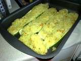 Courgettes farcies, banane et abricots secs