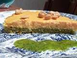 Tarte aux carottes et coco sur lit de pesto de coriandre