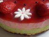 Bavarois pistache, fraises