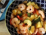 Compile moi un menu , courgettes et crevettes sauce aigre douce