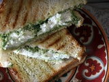 Croques de Monsieur Séguin , chèvre frais et pesto de roquette