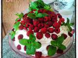 Gateau d'anniversaire : angel food cake aux framboises menthe et citron vert