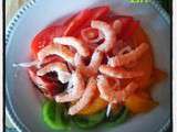 Salade de tomates anciennes aux crevettes