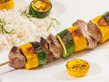 Brochettes de sots l'y laisse aux deux courgettes