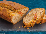 Cake rustique à la farine de pois chiches et de blé noir, au chorizo et tomates confites