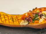 Courge butternut farcie au bacon, mozzarella et blette