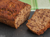 Gâteau du matin type banana bread aux farines de petit épeautre et de noisettes et aux pépites de chocolat