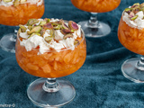 Melon en verrine au chèvre et pistaches