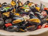 Moules aux lardons, tomates et scamorza