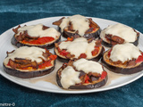 Pizza d’aubergine, cèpes, tomate et mozzarella