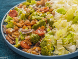 Poêlée de brocolis aux châtaignes, chorizo et champignons