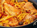 Poulet aux olives et haricots plats