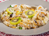 Risotto aux coques et kiwis