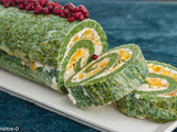 Roulé aux épinards garni de fromage échalote ciboulette et d’oeufs durs