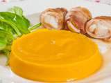 Saint jacques enroulées dans du lard, purée de courge butternut