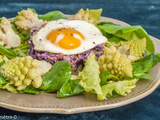 Salade de chou rouge et chou romanesco aux oeufs