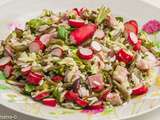 Salade de haricots, jambon, courgettes, radis et salicornes