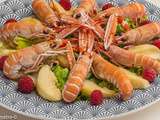 Salade de langoustines aux pêches et framboises