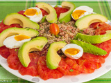 Salade de tomates aux oeufs et avocats