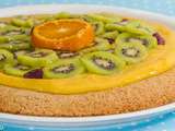 Tarte aux kiwis, mandarine curd et cranberries