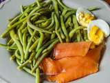 Truite fumée, haricots verts et oeuf dur