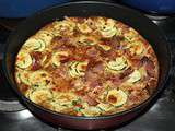 Clafoutis Courgettes , jambon et baies roses de Madagascar