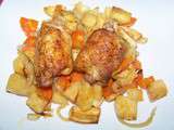 Poulet aux panais, carottes et pommes de terre