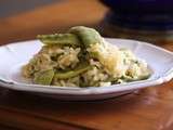 Risotto aux pois gourmands et courgettes