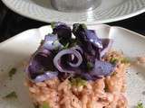 Risotto girly aux calamars rose et bleu violet