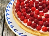 Tarte à la framboise sur crème ricotta et chocolat blanc