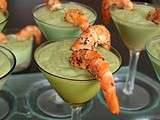 Velouté d'avocat et crevettes