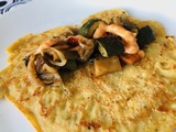 Crêpes à la farine de pois chiche, farcies aux légumes