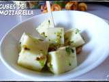 Cubes de Mozzarella marinés au pistou de coriandre pour apéro toutes saisons