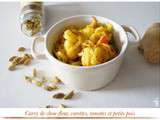 Curry de chou-fleur, carottes, tomates et petits pois